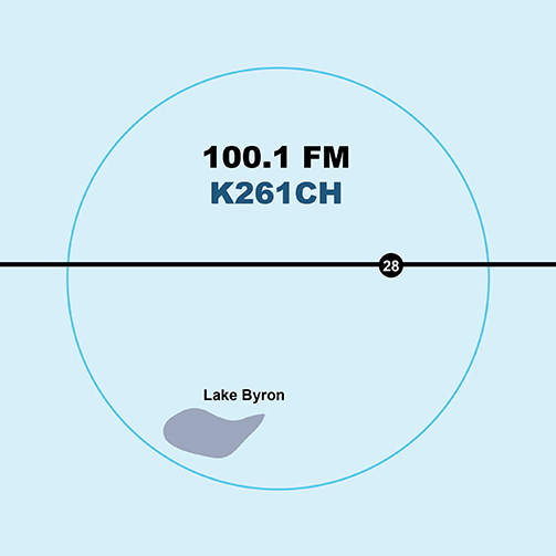 100.1 FM, K261CH, Carpenter, SD coverage map